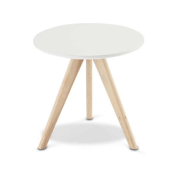 Bílý konferenční stolek s nohami z dubového dřeva Furnhouse Life, Ø 40 cm