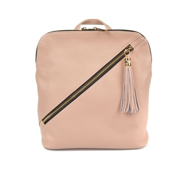 Pudrově růžový kožený batoh Carla Ferreri Elena