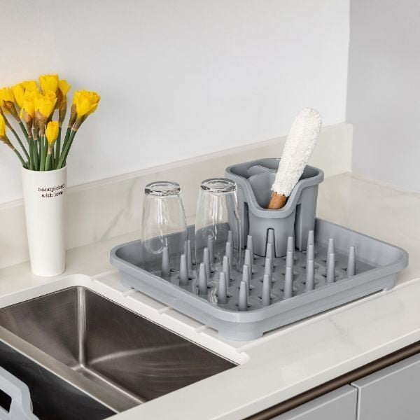 Šedý plastový odkapávač 38x33,5 cm Eco Range – Addis-image-1