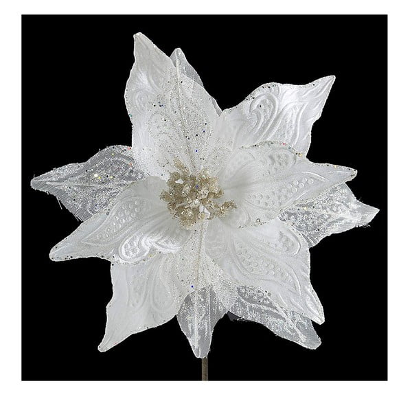 Bílá vánoční plastová dekorace ve tvaru květu DecoKing Lace
