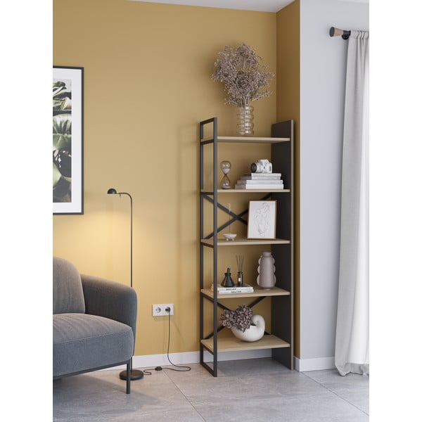 Knihovna v dekoru dubu v přírodní barvě 58x175 cm Ara – Marckeric-image-1