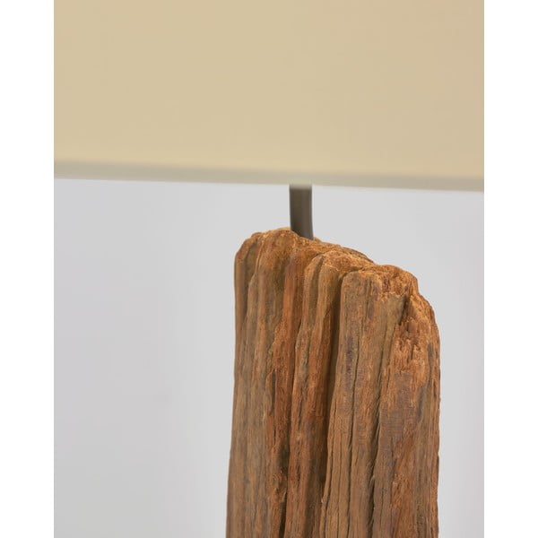 Bílo-hnědá stojací lampa s textilním stínidlem (výška 175 cm) Powell – Kave Home-image-4