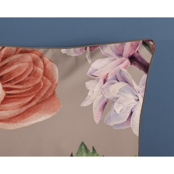 Šedé/hnědé povlečení na dvoulůžko/prodloužené z bavlněného saténu 240x220 cm Fiori – Descanso-image-3