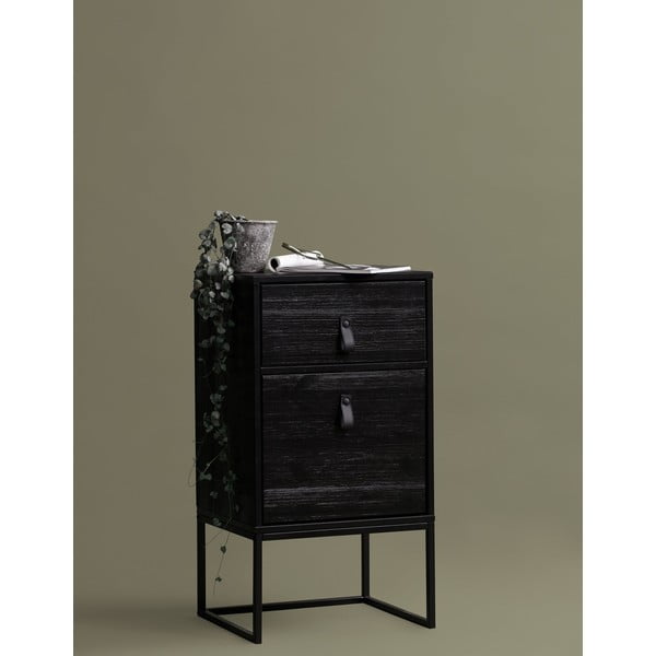 Černý noční stolek se zásuvkou a dvířky WOOOD Zola-image-1