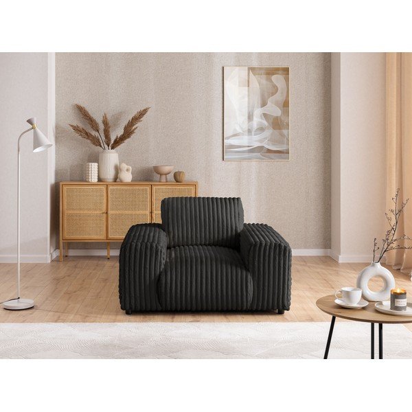 Tmavě šedé manšestrové křeslo Justin – Ropez-image-1