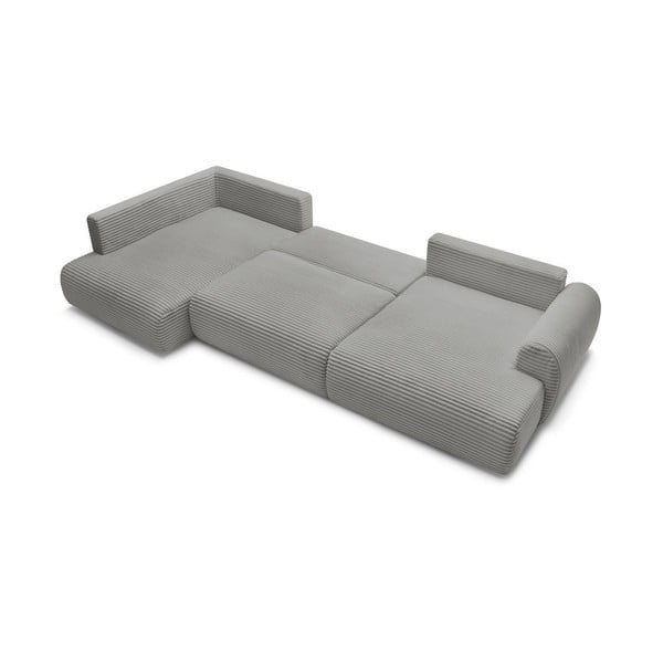 Tmavě šedá manšestrová rozkládací/s úložným prostorem rohová pohovka (levý roh/do "U") Lucien – Bobochic Paris-image-4