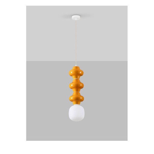Bílé/oranžové keramické závěsné svítidlo se skleněným stínidlem ø 18 cm Clio – Nova Luce-image-2