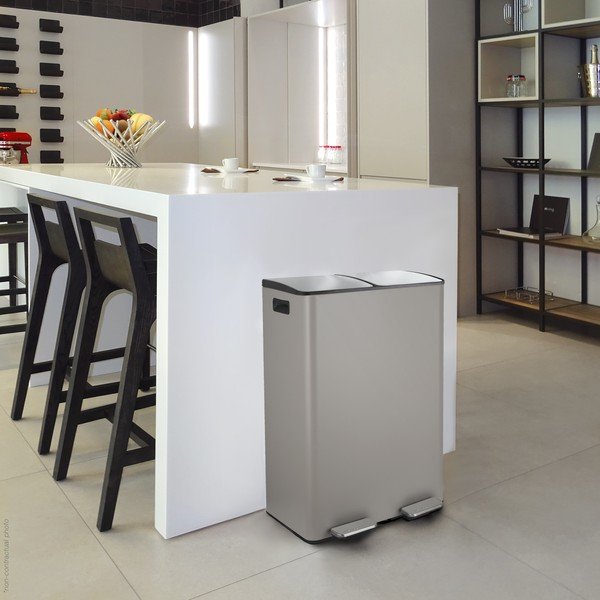 Taupe ocelový odpadkový koš 2x30 l na tříděný odpad/nášlapný   Aliya – Spirella-image-1