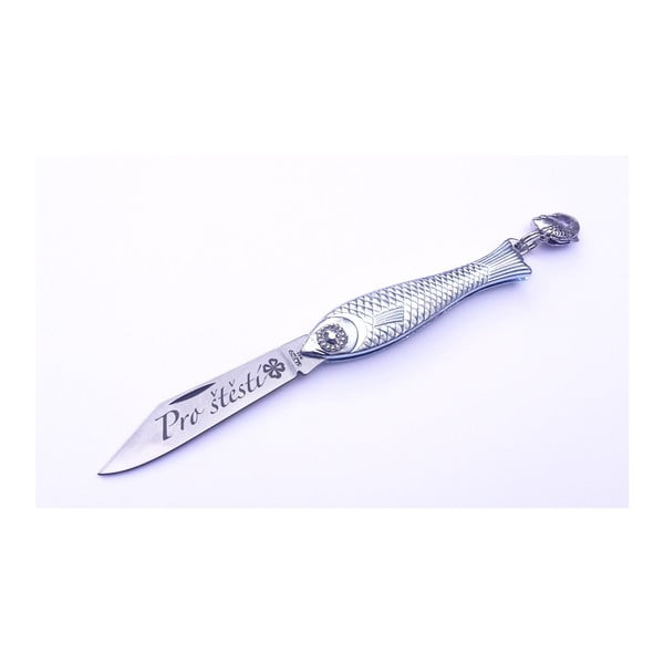 Český nožík rybička ve stříbrné barvě se stříbrným okem Pro štěstí! v designu od Alexandry Dětinské