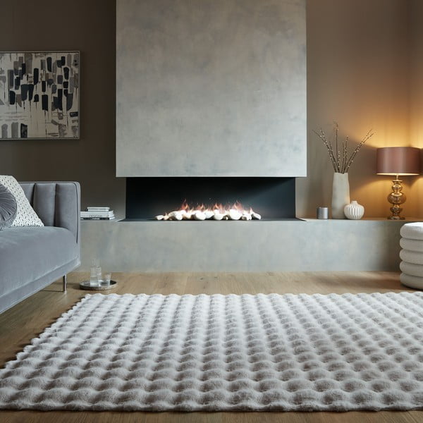 Světle šedá syntetická kožešina 160x230 cm Waffle Faux Fur – Flair Rugs-image-1