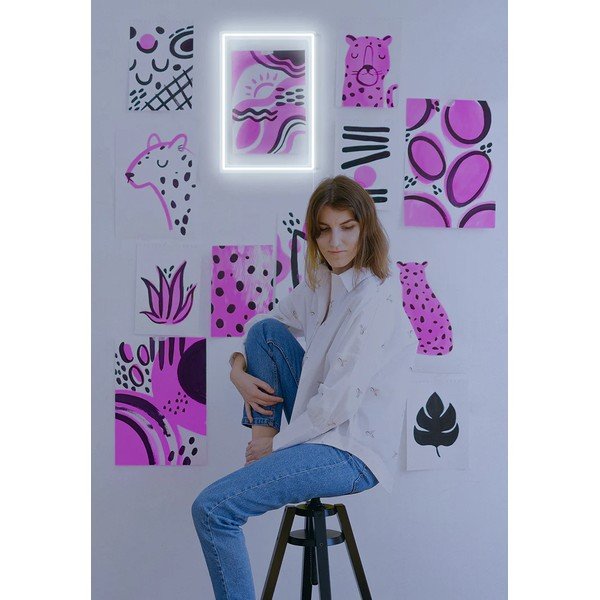 Bílá nástěnná svíticí dekorace Candy Shock Rectangle, 30 x 40 cm-image-2