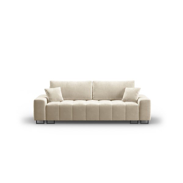 Béžová sametová rozkládací pohovka s úložným prostorem  250 cm Wicklow – Cosmopolitan Design