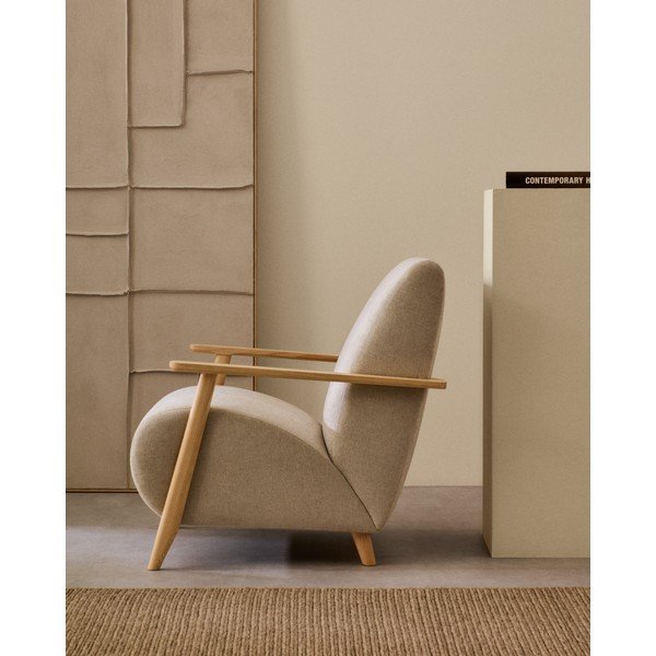 Béžové/krémové žinylkové křeslo Meghan – Kave Home-image-2