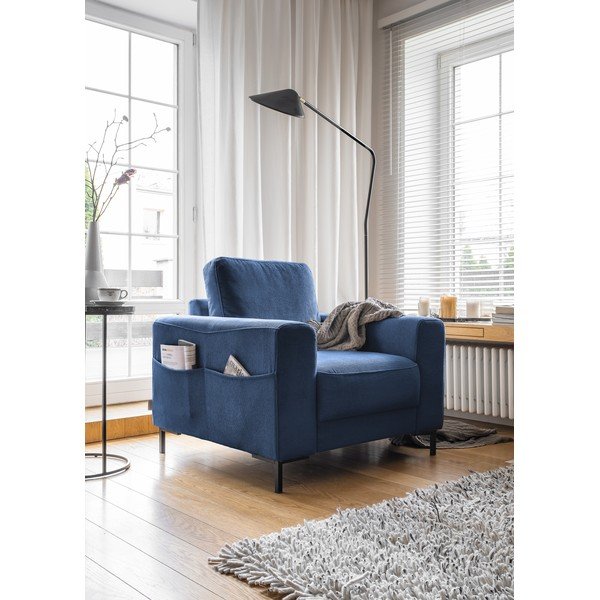 Tmavě modré manšestrové křeslo Lofty Lilly – Miuform-image-2