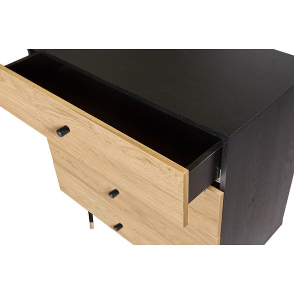 Vysoká komoda v dekoru dubu v černé a přírodní barvě 80x87 cm Jugend – Woodman-image-4