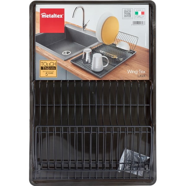 Antracitově šedý odkapávač z nerezové oceli Metaltex Lava-image-3