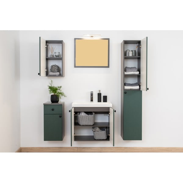 Zeleno-antracitová nízká závěsná koupelnová skříňka 30x60 cm Asti – STOLKAR-image-3