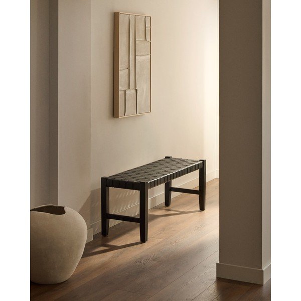 Černá kožená lavice Calixta – Kave Home-image-1