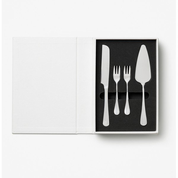 Bílé/ve stříbrné barvě nerezové dezertní vidličky v sadě The Essentials Cake Tools – Printworks