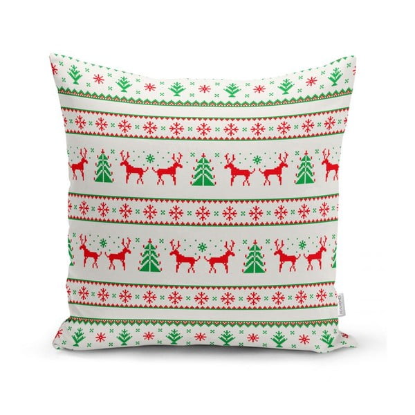 Sada 4 vánočních povlaků na polštář a běhounu na stůl Minimalist Cushion Covers Nordic Knit-image-2