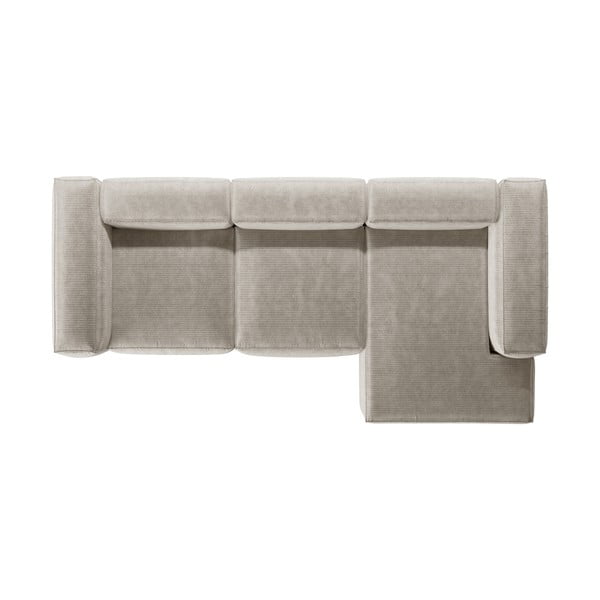 Béžová manšestrová rohová pohovka (pravý roh/s lenoškou) Bergamo – Cosmopolitan Design-image-3