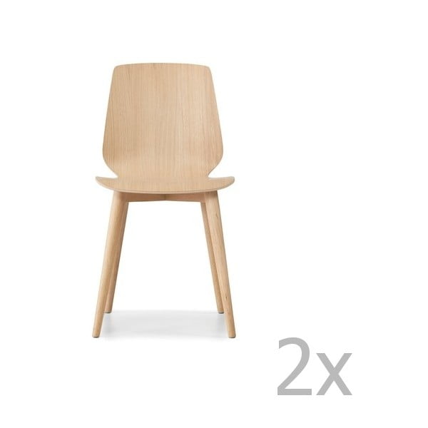 Sada 2 světle hnědých jídelních židlí s nohami z masivního dubového dřeva WOOD AND VISION Cut