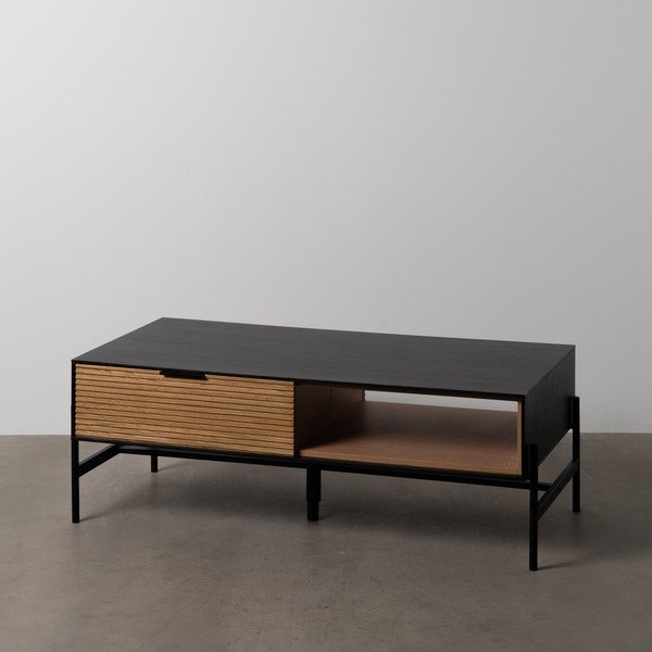 Konferenční stolek v dekoru jasanu v černé a přírodní barvě 60x124 cm Orleans – Ixia-image-1