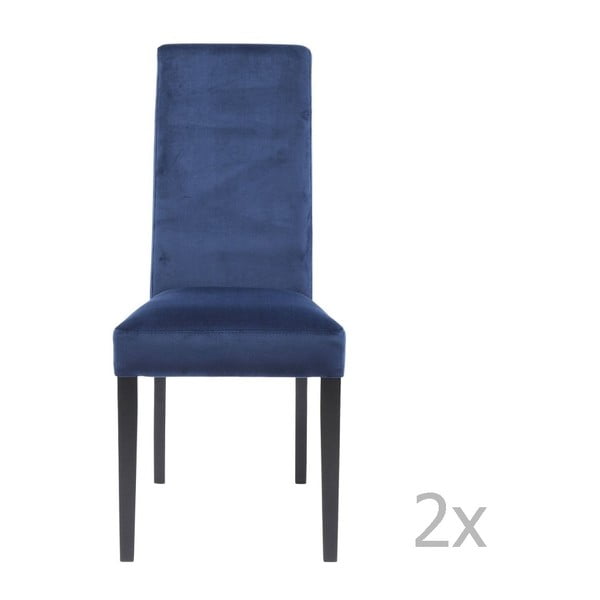 Sada 2 modrých jídelních židlí s nožičkami z bukového dřeva Kare Design Velvet