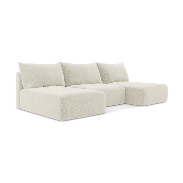 Krémová rozkládací/s úložným prostorem rohová pohovka Kalena – Makamii-image-1