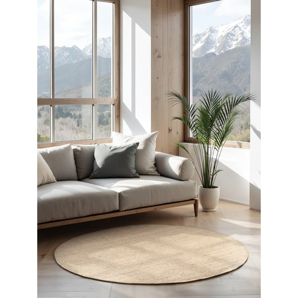 Krémový jutový kulatý koberec ø 200 cm Bouclé Jaipur – Hanse Home-image-1