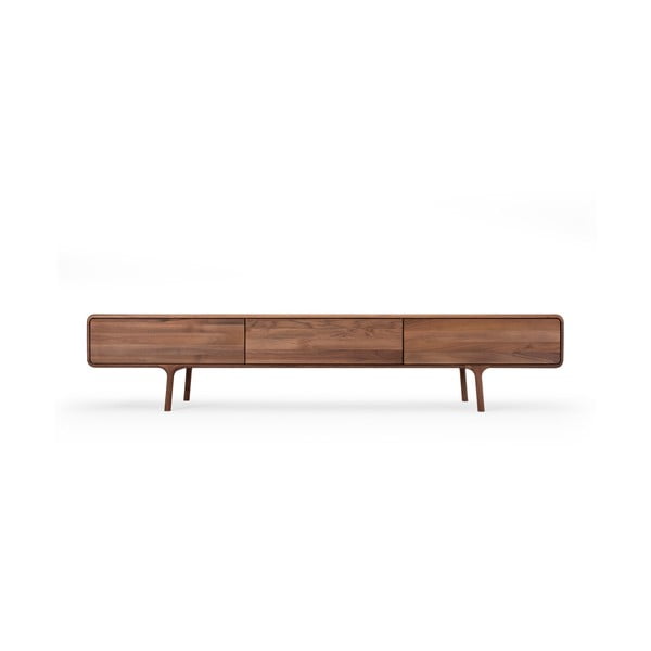 Hnědý TV stolek z dubového dřeva 220x45x45 cm Fawn – Gazzda