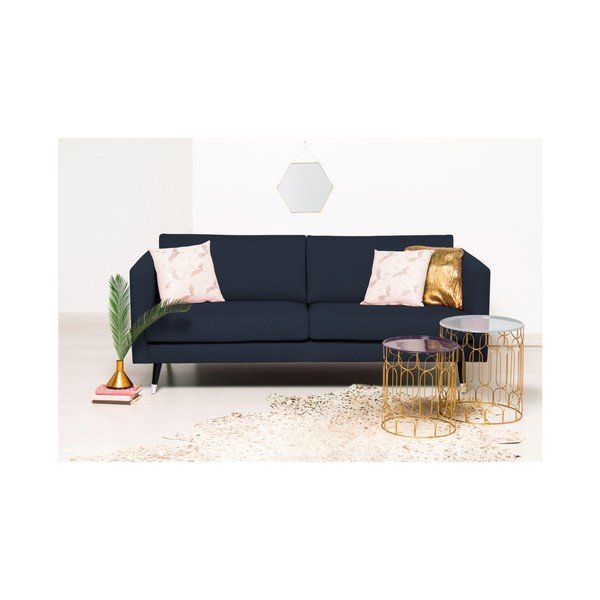 Námořnicky modrá trojmístná pohovka s nohami ve stříbrné barvě Vivonita Meyer-image-2