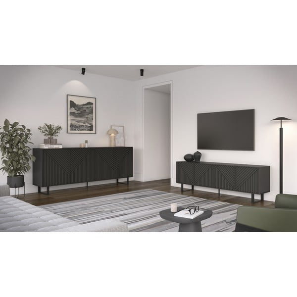 Černý TV stolek 161x55x35 cm Peta – Marckeric-image-1
