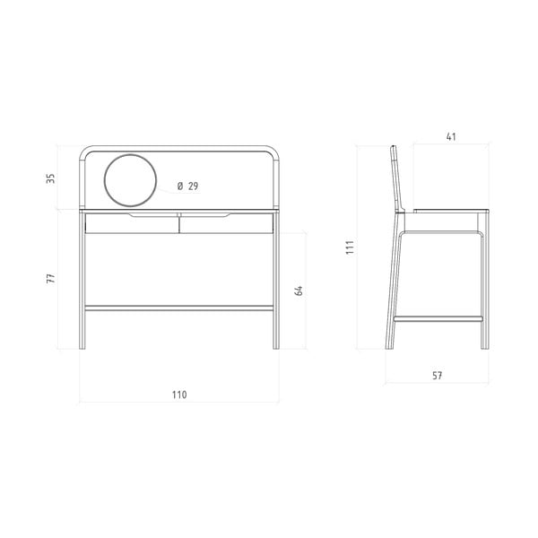 Toaletní stolek z dubového dřeva 57x110 cm Twig – The Beds-image-4