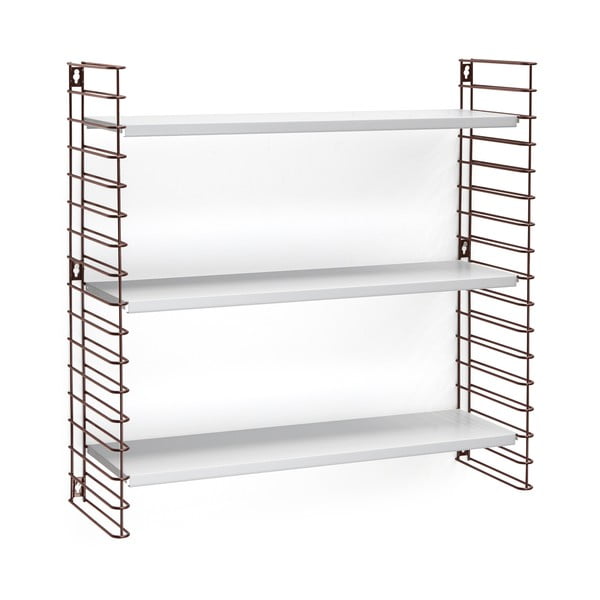 3patrový regál s detaily v barvě mědi s bílými policemi Metaltex Libro, šířka 70 cm