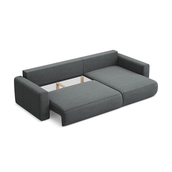 Tmavě šedá rozkládací/s úložným prostorem rohová pohovka (pravý roh/s lenoškou) Kapua – Makamii-image-3