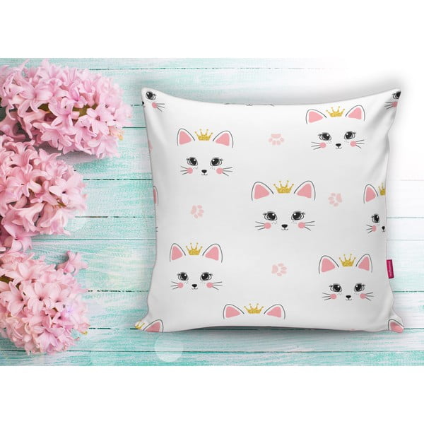 Dětský povlak na polštář 43x43 cm White Pink Cat – Mila Home-image-1