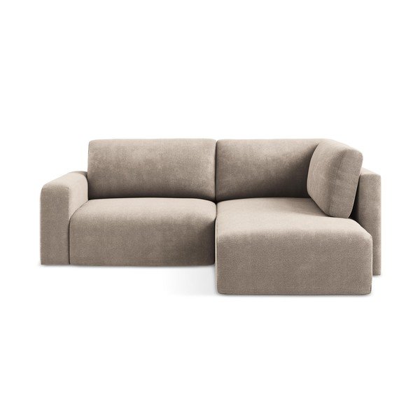 Béžová žinylková rozkládací/s úložným prostorem rohová pohovka (pravý roh/do L) Kona – Makamii