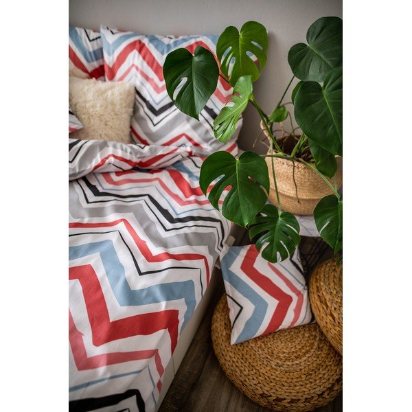 Modré/šedé 3dílné povlečení na jednolůžko z bavlněného saténu 140x200 cm Marina – JAHU collections-image-2