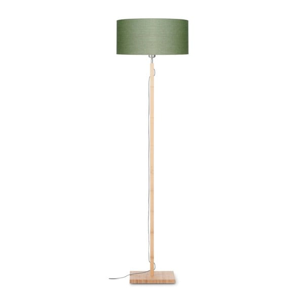 Stojací lampa se zeleným stínidlem a konstrukcí z bambusu Good&Mojo Fuji