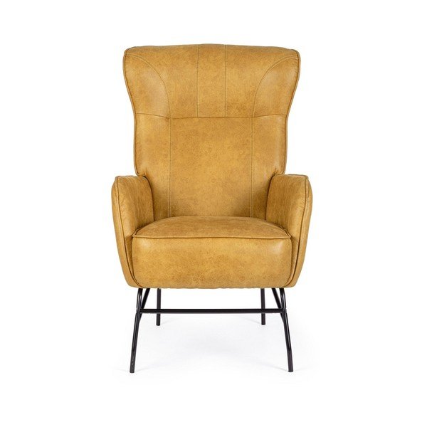 Křeslo z imitace kůže v hořčicové barvě Nasira – Bizzotto-image-2