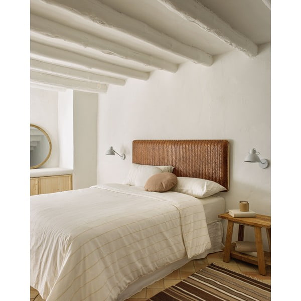 Hnědé kožené čelo postele 163x60 cm Natesa – Kave Home-image-1