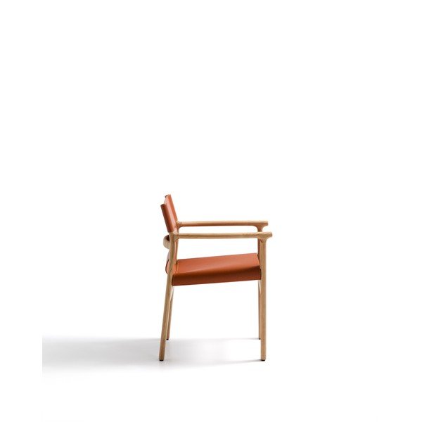 Koňakově hnědá jídelní židle s područkami z jasanového dřeva Jan – Kave Home-image-3