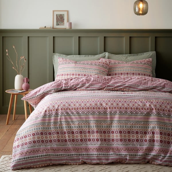Červené flanelové povlečení na dvoulůžko 200x200 cm Fair isle – Catherine Lansfield