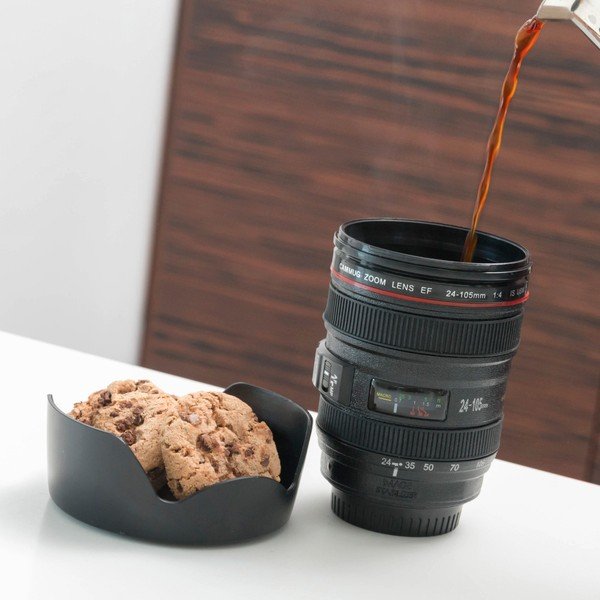 Černý multifunkční cestovní hrnek InnovaGoods Lens, 400 ml-image-1