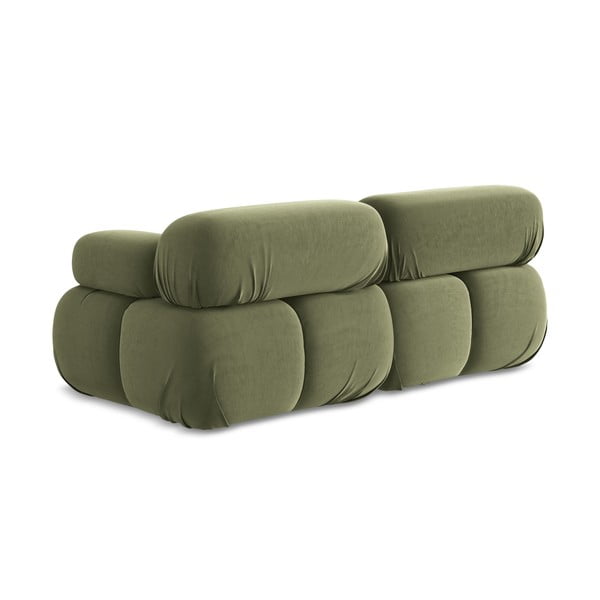 Světle zelená sametová modulární pohovka 190 cm Lokua – Makamii-image-4