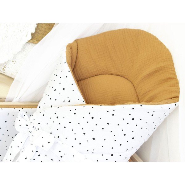 Oranžovo-bílá bavlněná zavinovačka Benlemi Dots-image-1