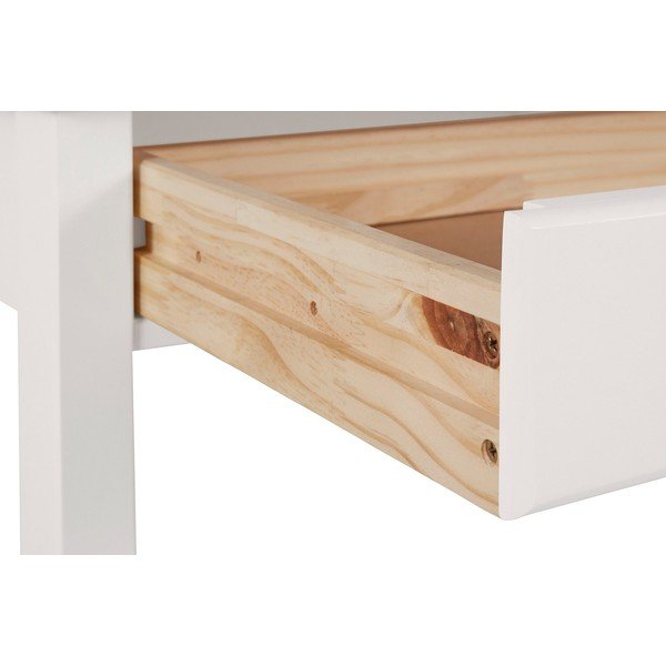 Bílý pracovní stůl z borovicového dřeva s poličkou Støraa Gava-image-3