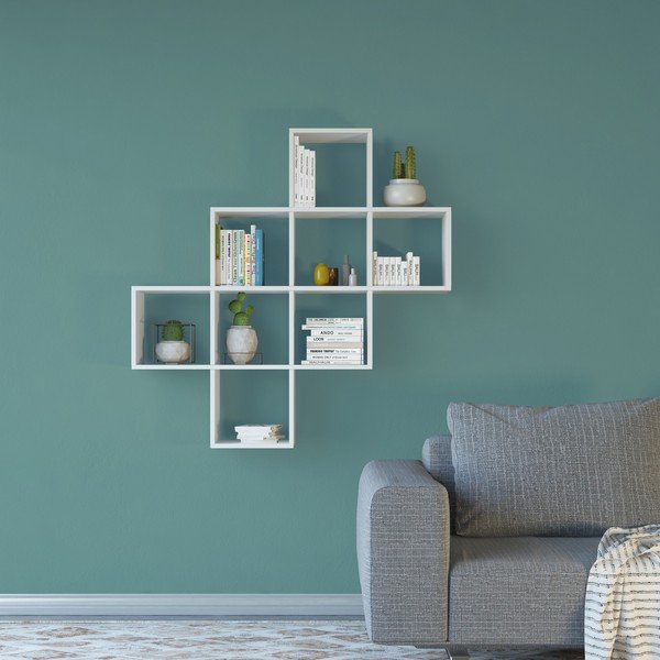 Bílá nástěnná police Davie, šířka 115 cm