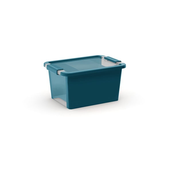 Plastový úložný box s víkem v petrolejové barvě 36,5x26x19 cm Bi-Box – KIS